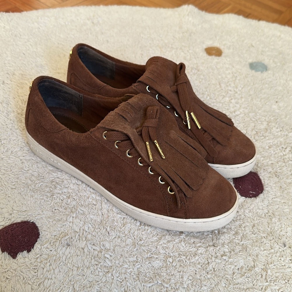 Michael Kors Women's Brown Suede Fringe Sneakers